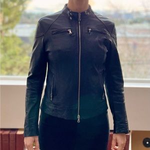 Black leather moto jacket